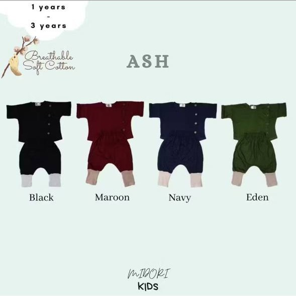 MIDORIKIDS ASH Set dalam warna Black, Maroon, Navy, dan Eden