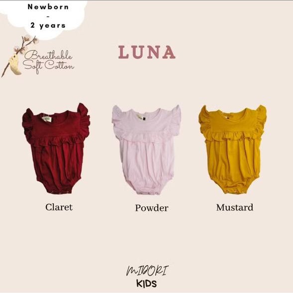 MIDORIKIDS LUNA Ruffle Jumper dalam warna Claret, Powder, dan Mustard